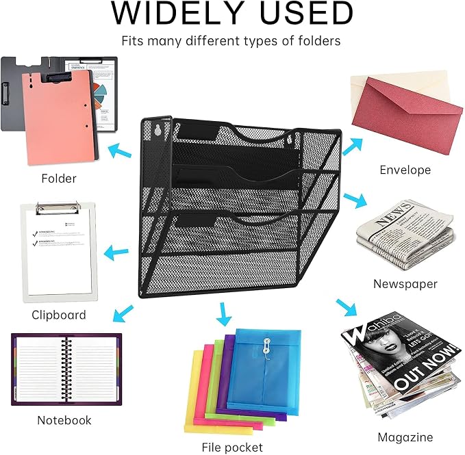 3-Tier Magnetic File Holder, No Drilling Installation File Cabinet Organizer - Image 7