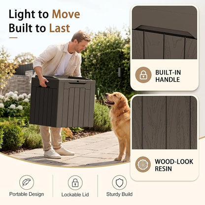 JUMMICO 31 Gallon Resin Deck Box Waterproof Indoor Outdoor Storage Boxes - Image 2