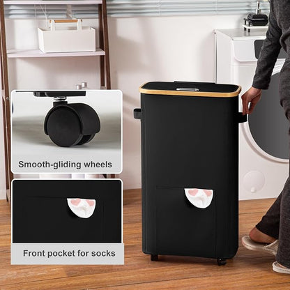 Vincona Laundry Basket with Wheels, Tall Dirty Clothes Hamper on Wheels - Image 4