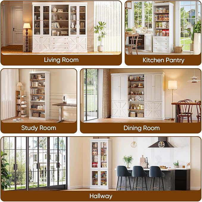 Vyre 70.8" Tall Farmhouse Kitchen Pantry Cabinet - Image 8