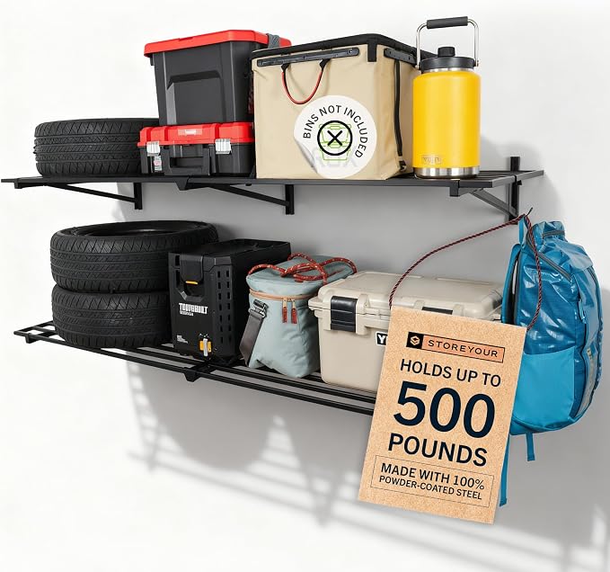 StoreYourBoard Heavy Duty Garage Shelf Wall Mount 1ft x 6ft – Wall-Mounted by StoreYourBoard