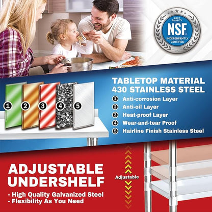 DuraSteel NSF Commercial Kitchen Table - Image 3