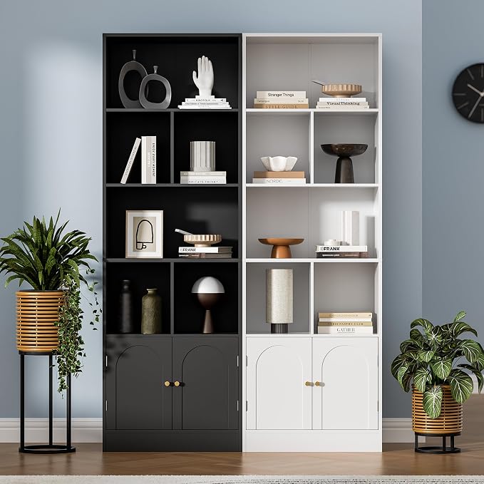 71" Tall Bookshelf with 6 Cubes and 2 Doors, 4-Tier Bookshelf, Open Shelf - Image 6