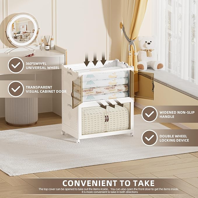 208 QT / 52 Gal Large Foldable Stackable Plastic Storage Cabinet - Image 6