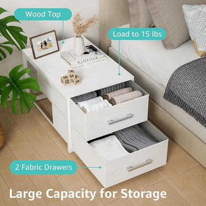 BOLUO Stackable Storage Drawers Closet Organizers and Storage Fabric White 2 - Image 6