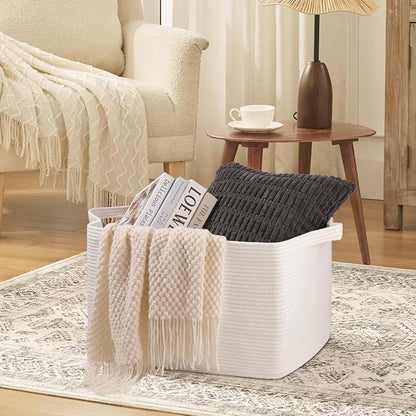 95L Extra Large Blanket Basket, Rectangle Nursery Blanket Storage - Image 3