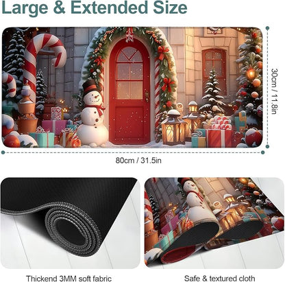Christmas Scene Gaming Mouse Pad 31.5"x11.8"Desk Mat Anti-Slip Rubber Base & - Image 2