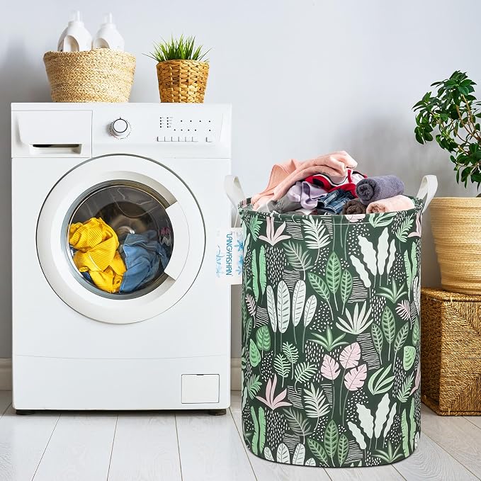 LANGYASHAN Laundry Basket Canvas Fabric Collapsible Organizer Basket - Image 6
