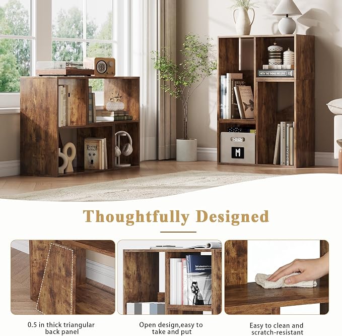 MapleGrace 6 Cube Storage Organizer, Wooden Storage Shelves Bookcase - Image 5