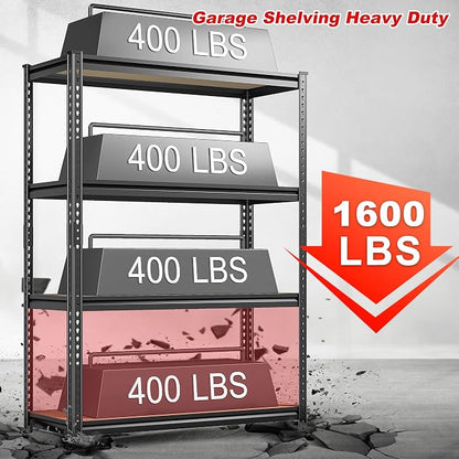 REIBII Storage Shelves Adjustable Metal Shelving 1600LBS Garage Shelves - Image 4