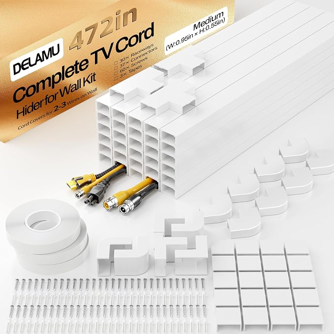 Delamu TV Cord Hider Wall, 472in Cable Hider, Cord Covers by DELAMU