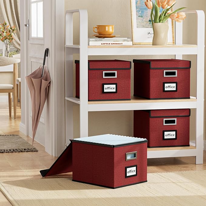 File Organizer Box with Lids, Collapsible File Folder Organizer | File Box with - Image 2