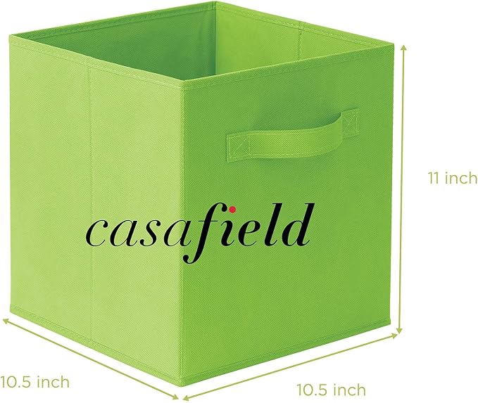 Casafield Set of 6 Collapsible Fabric Cube Storage Bins, Lime Green - Image 7