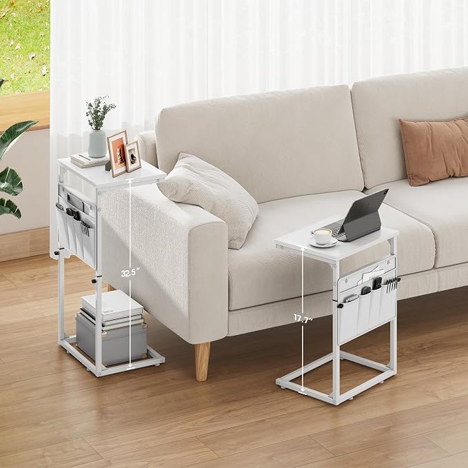 Vagusicc C Shaped End Table, Adjustable Height Small Couch Side Table - Image 6