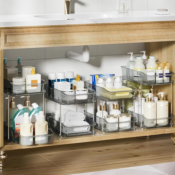 Delamu 2-Tier Under Sink Organizers and Storage, Pull Out Kitchen Pantry - Image 2