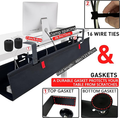 Under Desk Cable Management No Drill – 48" L x 6" W Cord Organizer, Upgraded - Image 2