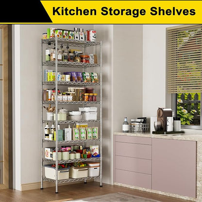 GIOTORENT 8-Wire Garage Shelving Storage Shelves, Kitchen Storage Adjustable - Image 2