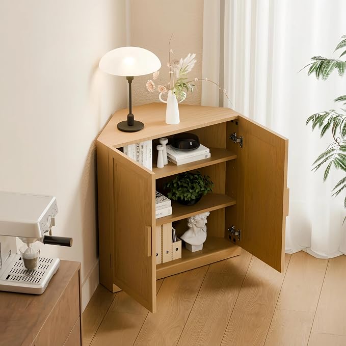 Casaphoria Farmhouse Corner Cabinet, Wooden Corner Storage Cabinet - Image 4