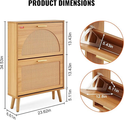 VEVOR Shoe Cabinet with 2 Flip Drawers, Shoe Storage Cabinet - Image 3