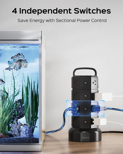 Power Strip Tower Surge Protector, JACKYLED 16 Outlets 6 USB Charging Station - Image 4