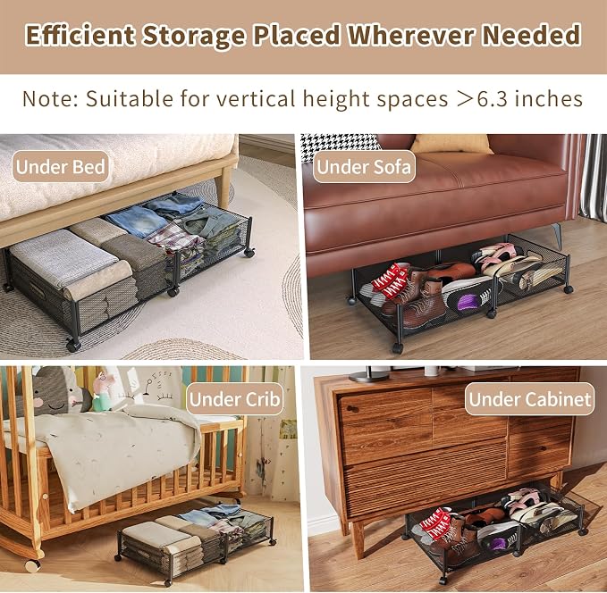 Under Bed Storage with Wheels, 31.5in / 35L Large Rolling Underbed Storage - Image 6