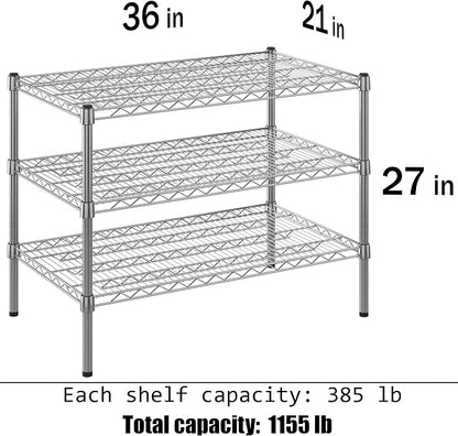 21" Deep x 36" Wide x 27" Height Wire Shelving Kit | 3-Tier | NSF Commercial - Image 3