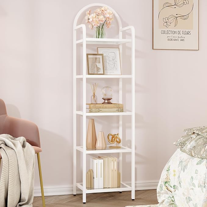 Hzuaneri Bookcase Bookshelf, Tempered Glass Bookshelves | Slim Shelving Unit by Hzuaneri