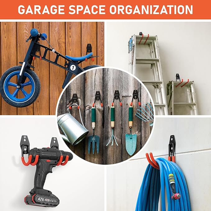 Garage Hooks with Anti-Slip Coating, Heavy Duty Wall Mount Storage Hooks - Image 3