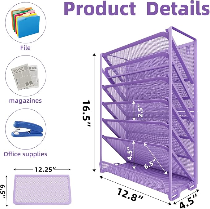 Simple Trending Wall File Organizer, Mesh 7-Tier Vertical Hanging File Holder - Image 7