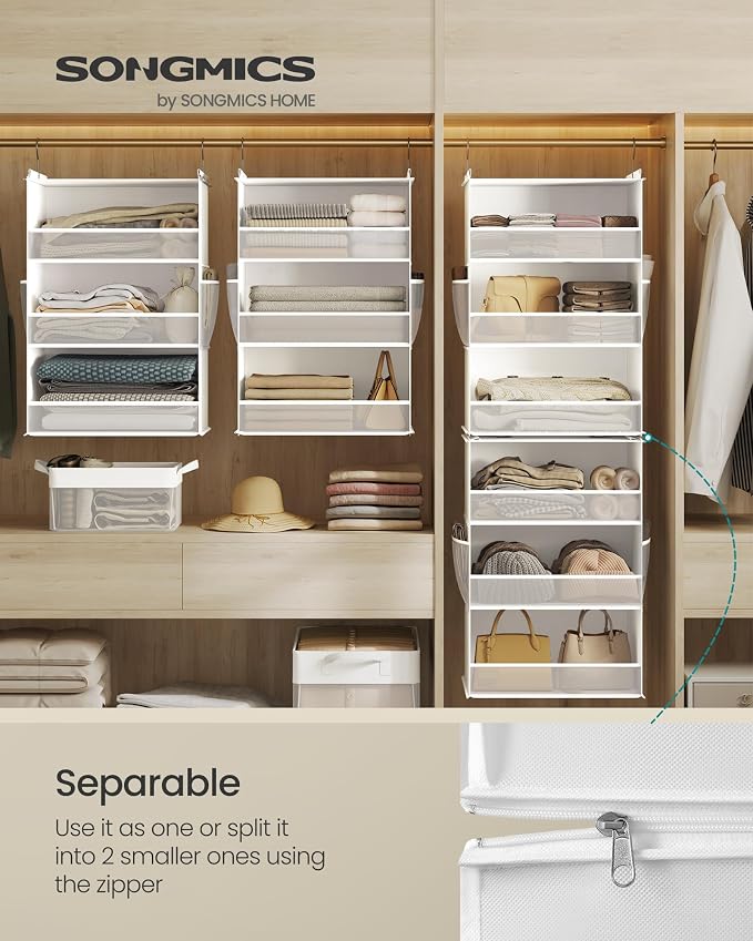 SONGMICS Hanging Closet Organizer, 6-Tier Fabric Storage Shelf, Separable - Image 3