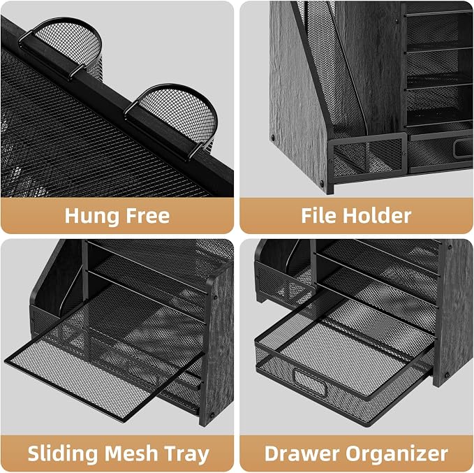 Marbrasse Desk Organizer with File Holder, 5-Tier Paper Letter Tray Organizer - Image 4