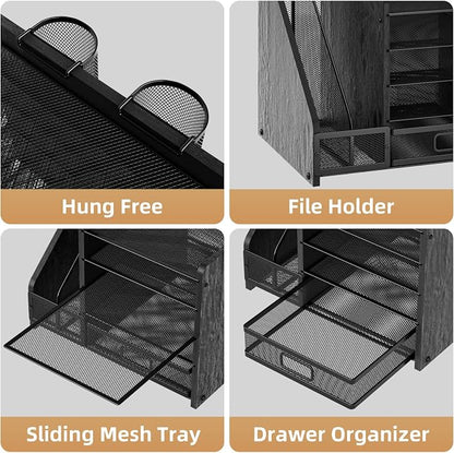 Marbrasse Desk Organizer with File Holder, 5-Tier Paper Letter Tray Organizer - Image 4