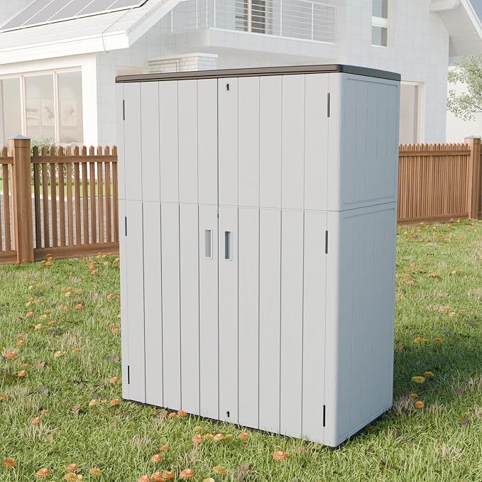 HOMSPARK Outdoor Storage Shed Weather Resistance, Patio Storage Cabinet - Image 4