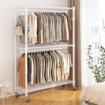 BATHWA Heavy Duty Garment Rack on Wheels, Rolling Clothes Racks - Image 2
