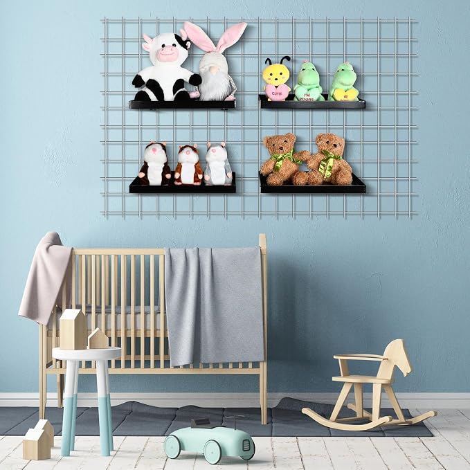 Coume 4 Pcs Grid Panel Display Shelf 11.8 x 7.87 Inch Metal Display Rack - Image 5