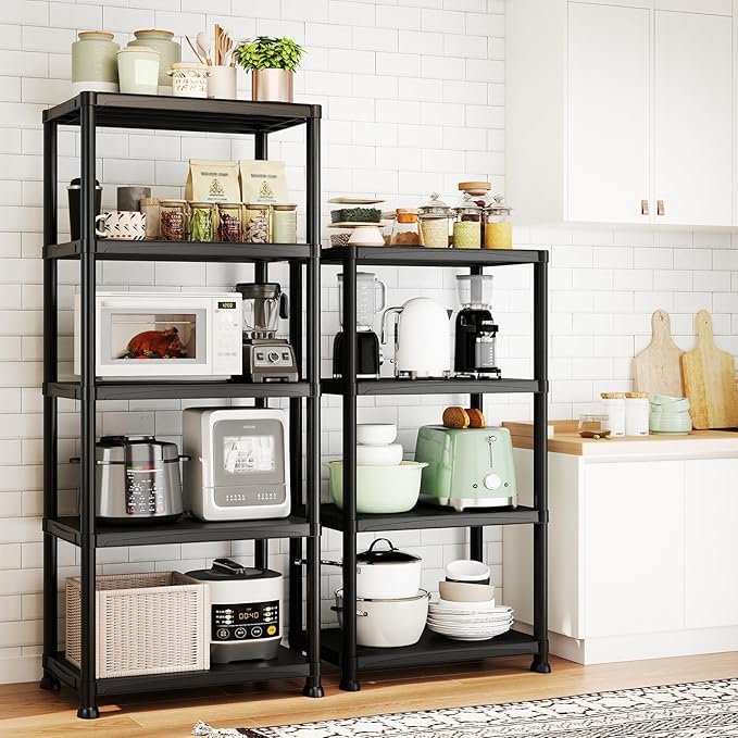 Plastic Storage Shelves, 4-Tier Shelving Unit, Storage Rack, 264 lbs, Garage & - Image 6