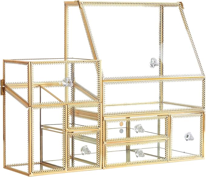 Hersoo Luxury Stackable Glass Cosmetic Organizer 3-Piece Set-Durable, Premium - Image 3