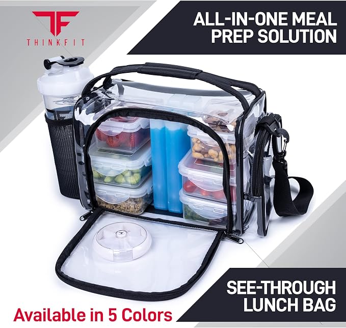 ThinkFit Clear Lunch Bag with 6 Meal Prep Containers - Image 3