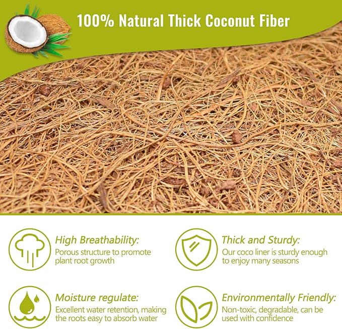 3 Pack 14 Inch Hanging Basket Coco Liners Replacement, 100% Natural Round - Image 3