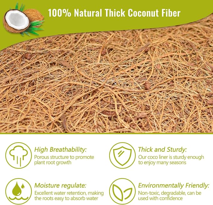 6 Pack 14 Inch Hanging Basket Coco Liners Replacement, 100% Natural Round - Image 3