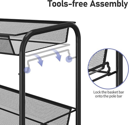TOOLF 4-Tier Rolling Cart, Metal Utility Cart - Image 3