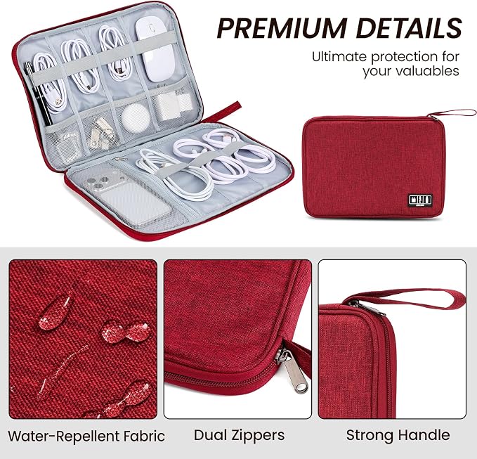 Large Slim Cable Organizer Travel Case, Single-Layer Electronic Accessories - Image 3