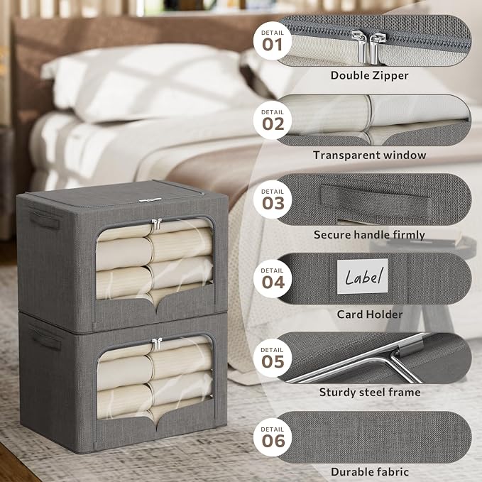 FHSQX 3 Pack Clothes Storage Bins - Image 4