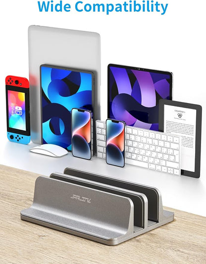 JARLINK Double Vertical Laptop Stand, Adjustable Aluminum Desk Dock, - Image 2