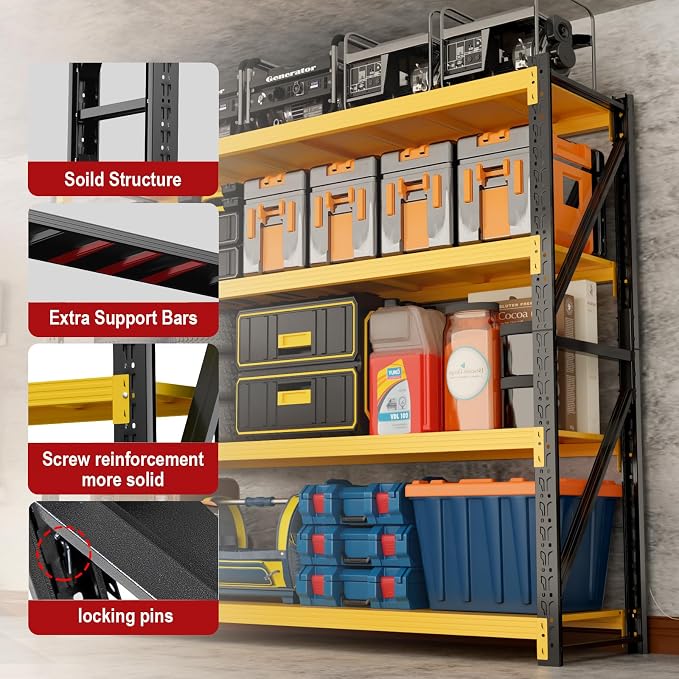 5000LBS Garage Shelving Heavy Duty, 59” W Storage Shelves, 4-Tier Adjustable - Image 5