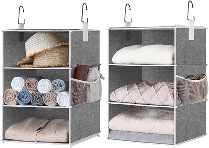 StorageWorks 6-Shelf Jumbo Closet Organizers, Two 3-Shelf Separable Hanging by StorageWorks