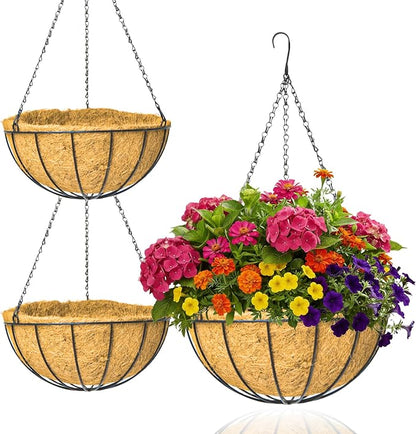 2 Pack 12 Inch Brown Outdoor Metal Hanging Planter Basket Hanging Planters by GYATSOCYGwomenswardrobe