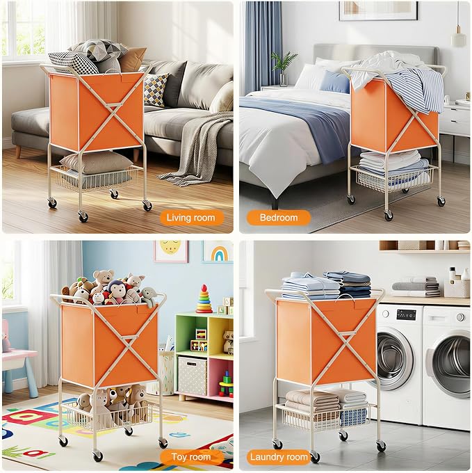 Convenient Laundry Basket with Wheels, Heavy Duty Dirty Clothes Laundry Hamper - Image 7