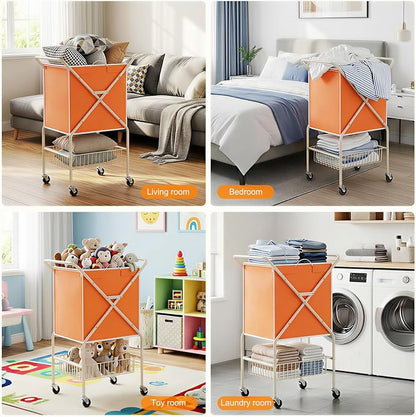 Convenient Laundry Basket with Wheels, Heavy Duty Dirty Clothes Laundry Hamper - Image 7