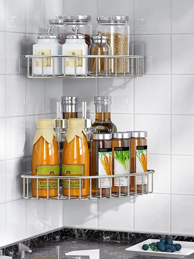 SMARTAKE 2-Pack Corner Shower Caddy, SUS304 Stainless Steel, Wall Mounted - Image 6